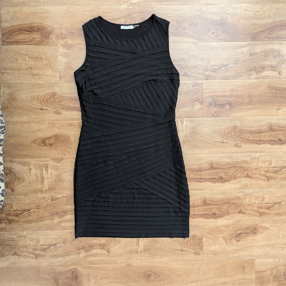Calvin Klein Black Textured High Low Dress